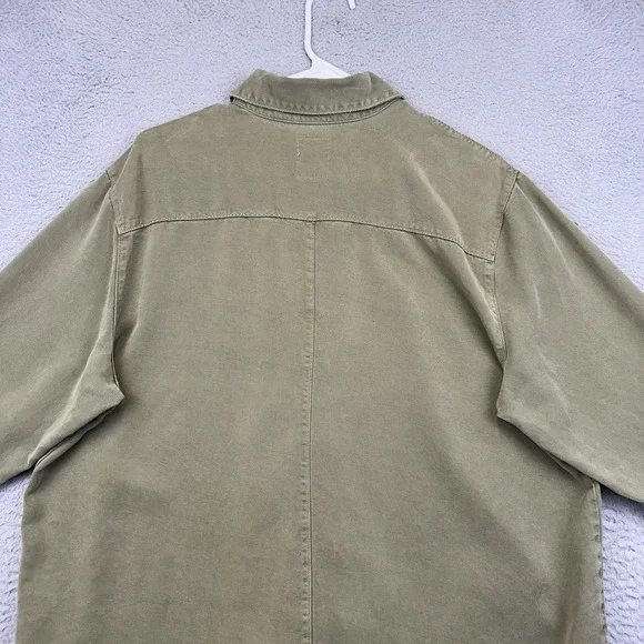 Pulp Shirt Womens XL Olive‎ Green Lyocell Tencel Button Front Boxy 3/4 Sleeve - Picture 7 of 14